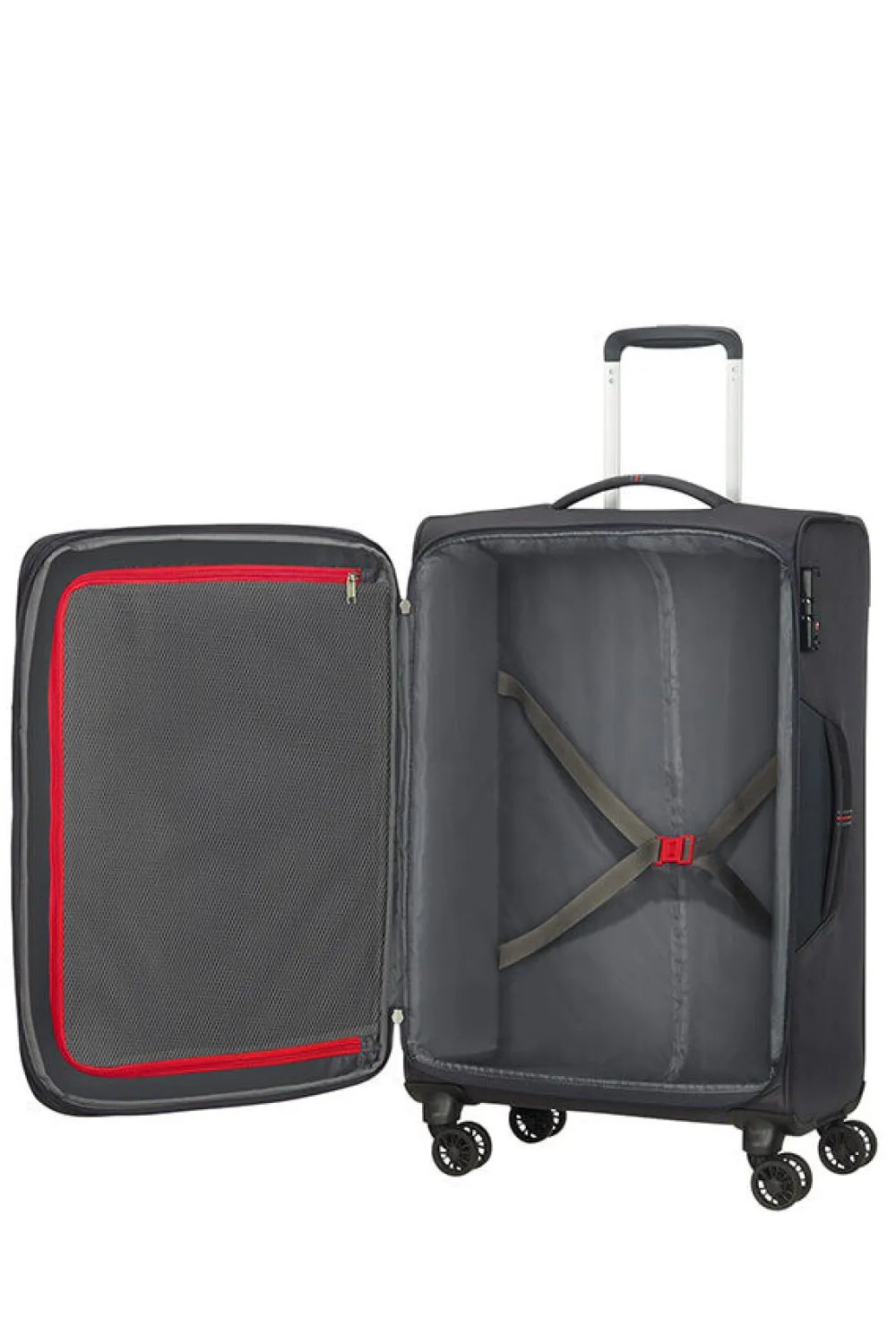crosstrack_nelipyrinen_ma_0.webp American Tourister Crosstrack Nelipyöräinen matkalaukku 67cm Grey/Red Sale