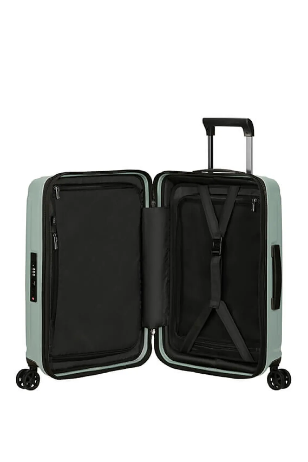 nuon_nelipyrinen_laajenne_0-25.webp Samsonite Nuon Nelipyöräinen laajennettava matkalaukku 55cm Metallic Mineral Green New