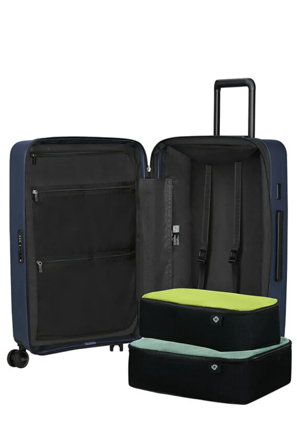 Samsonite Restackd Nelipyöräinen laajennettava matkalaukku 68cm Midnight New