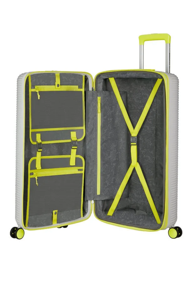 American Tourister Rollio Suuri matkalaukku Light Grey/Lime Discount